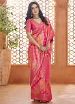 Banarasi Silk Pink Wedding Wear Weaving Saree